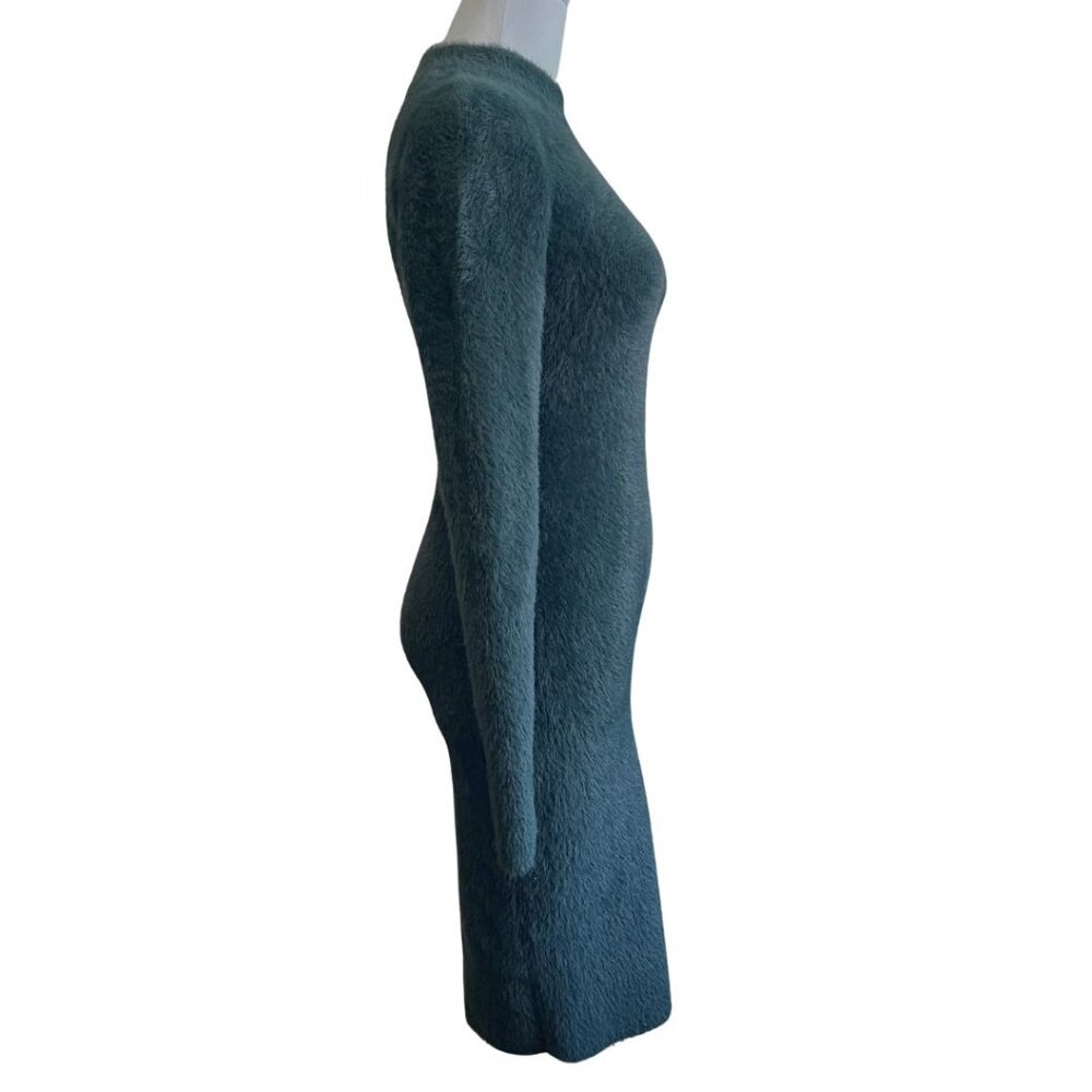 ARITZIA BABATON FUZZY KNIT DRESS IN EMERALD GREEN ARTICLE 80071 - XS - Picture 3 of 9